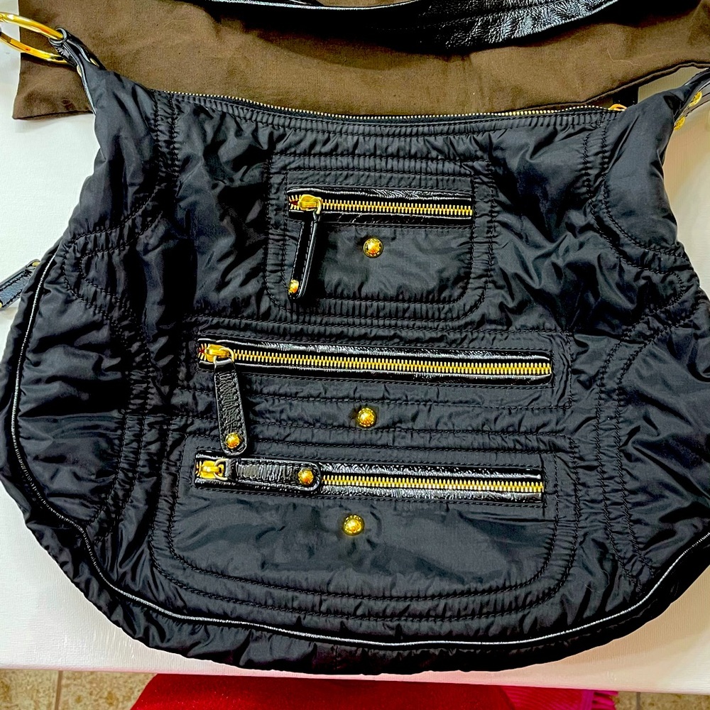 Tod's Nylon Patent Leather 3 Pocket Front Hobo